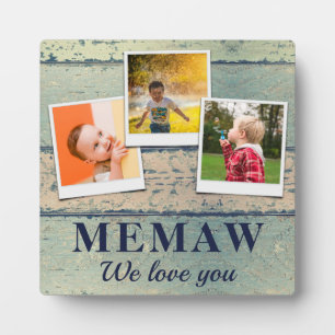 Personalised Memaw Kids Children 3 Photo Collage Plaque
