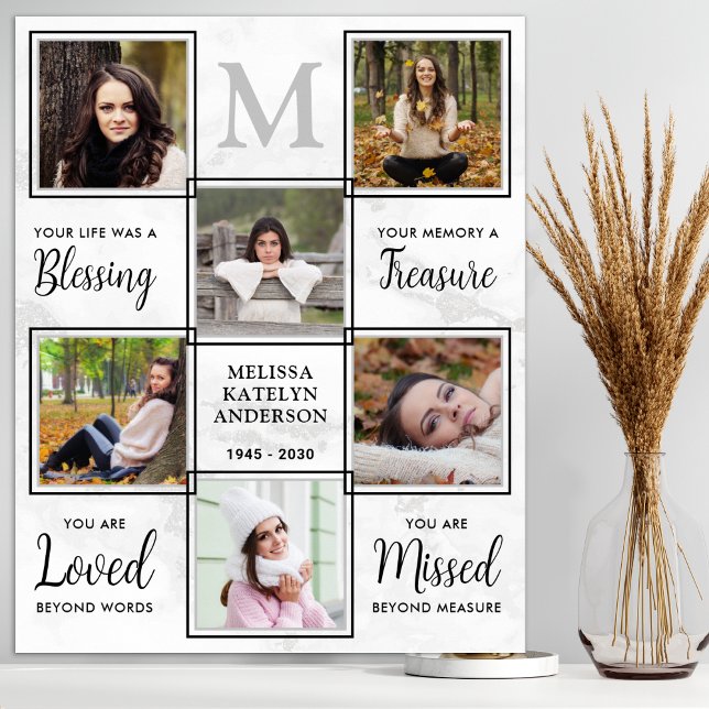 Personalised Memorial 6 Photo Collage Funeral Poster (Creator Uploaded)