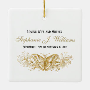 Personalised Memorial Feminine Square Ceramic Ornament