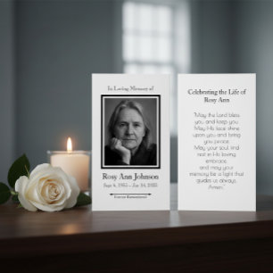 Personalised Memorial Funeral Photo Prayer Card