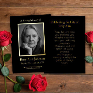 Personalised Memorial Funeral Photo Prayer Card