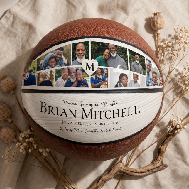 Personalised Memorial Photo Collage Keepsake Basketball (Personalized Memorial Photo Collage Keepsake Basketball)