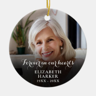 Personalised Memorial Photo Forever In Our Hearts Ceramic Tree Decoration