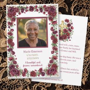 Personalised Memorial Photo Keepsake Floral Card