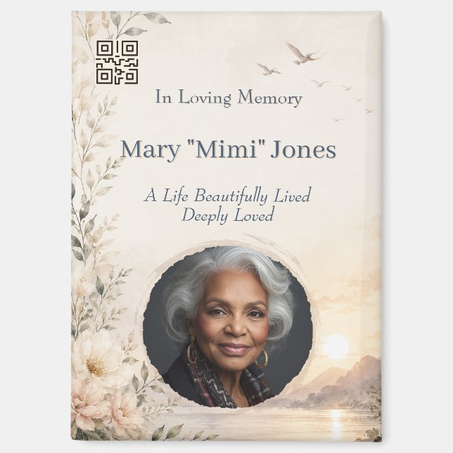Personalised Memorial QR Code Magnet | Custom (Front)