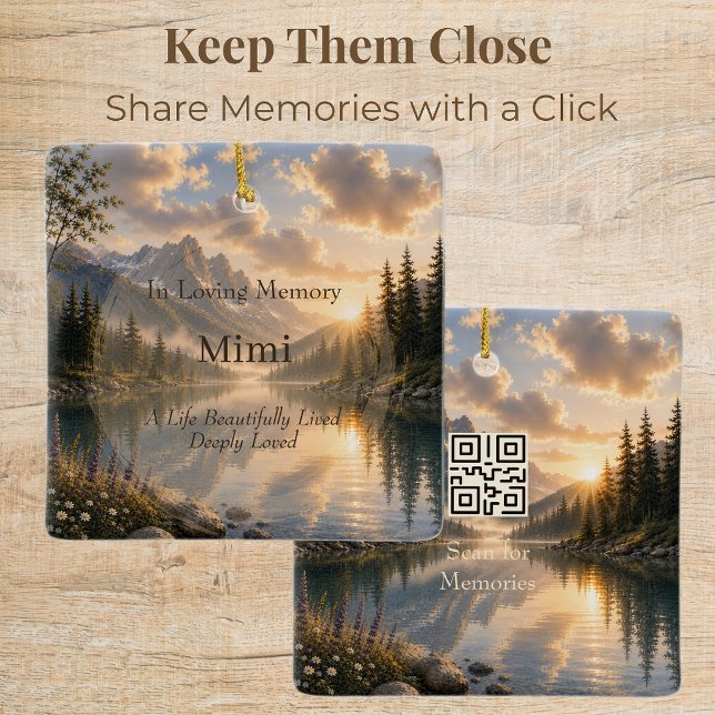 Personalised Memorial QR Code Ornament (Memorial ornament with customizable QR code linking to treasured memories and heartfelt tributes.)