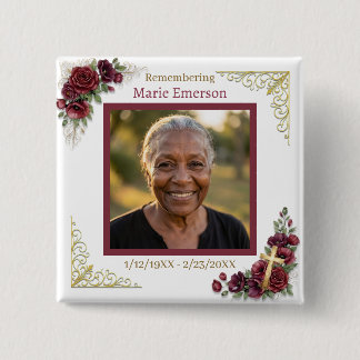 Personalised Memorial Remembering | Photo 15 Cm Square Badge