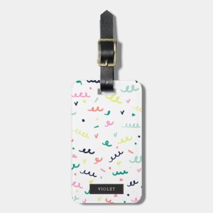 Personalised   Memphis Confetti Luggage Tag