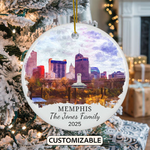 Personalised Memphis Ornament, Tennessee State Ceramic Tree Decoration