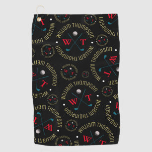 Personalised Men Black and Elegant Golf Towel