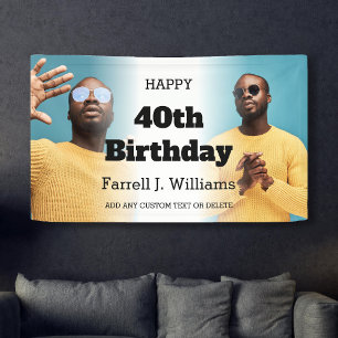 Personalised Men Photo Collage 40th Birthday Party Banner
