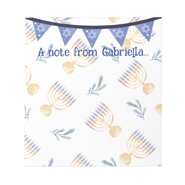 Personalised Menorah Star of David Hanukkah   Notepad (Front)
