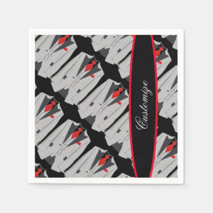 Personalised Men's Grey Suit & Red Tie Napkin