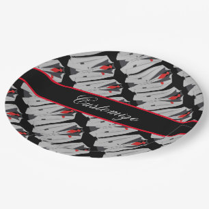 Personalised Men's Grey Suit & Red Tie Paper Plate