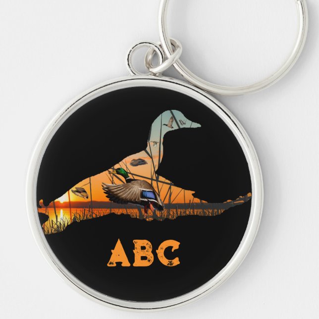 Personalised Men's Key Chain, Duck Hunting Ring (Front)