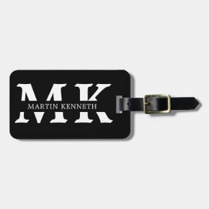 Personalised Men's Monogram Black And White Luggage Tag