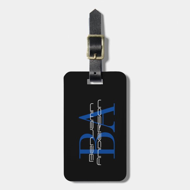 Personalised Men's Monogram Luggage Tag (Front Vertical)