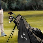 Personalised men's monogram name black and white golf towel<br><div class="desc">Man monogram and name create your own golf towel template in simple black and white. You can change background and text colours by selecting customise option. It can be a special gift for a boyfriend,  husband,  son,  dad,  groom,  best man for a birthday,  wedding,  Christmas,  or graduation.</div>