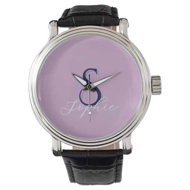 Personalised Men's Monogram Name in Lavender Watch (Front)