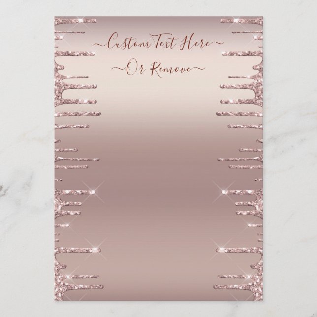 Personalised Menu Example Rose Gold Sparkly Drips (Front)