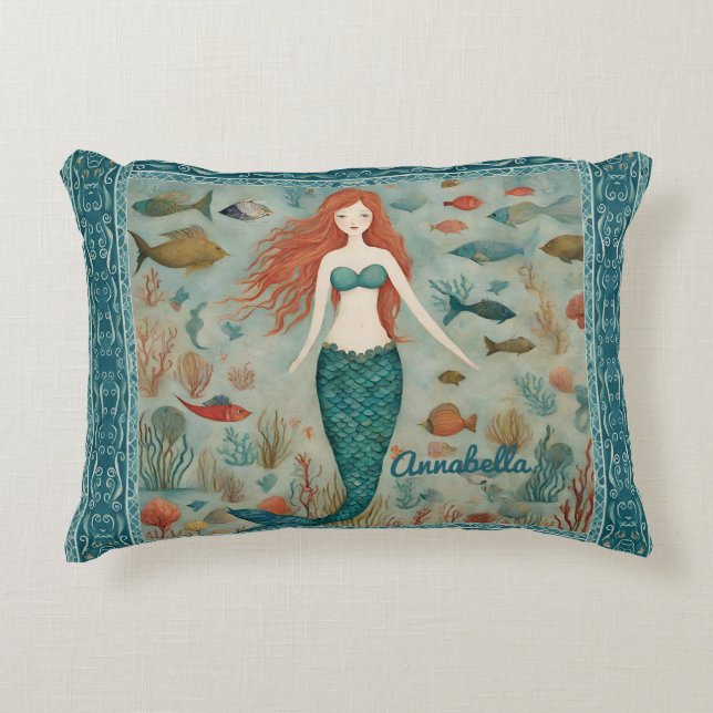 Personalised Mermaid Accent Pillow (Front)