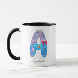 Personalised Mermaid Alphabet Letter A Mug
