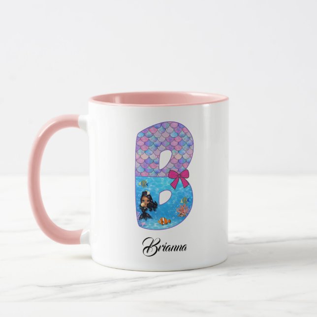 Personalised Mermaid Alphabet Letter B  Mug (Left)