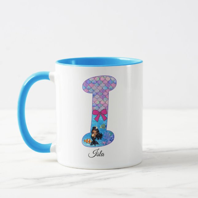 Personalised Mermaid Alphabet Letter I Mug (Left)