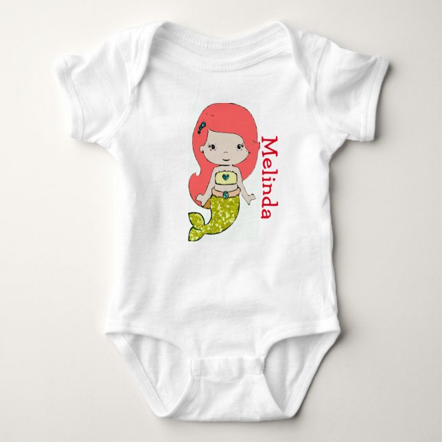 Personalised Mermaid Baby One Piece Tshirt (Front)