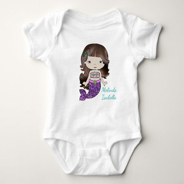 Personalised Mermaid Baby One Piece Tshirt (Front)