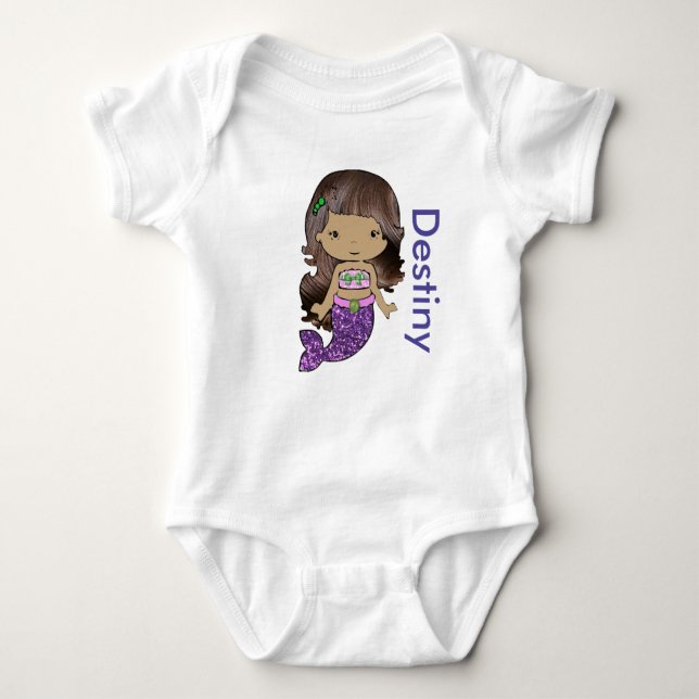Personalised Mermaid Baby One Piece Tshirt (Front)