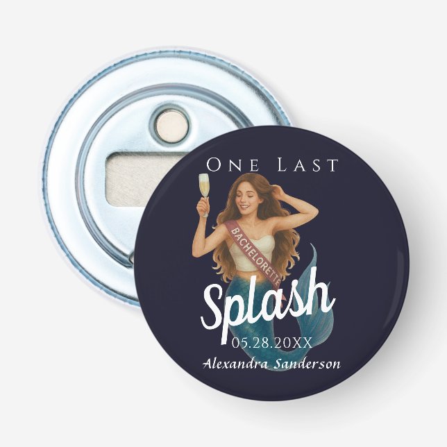 personalised mermaid bachelorette Beach Bottle Opener (Front)