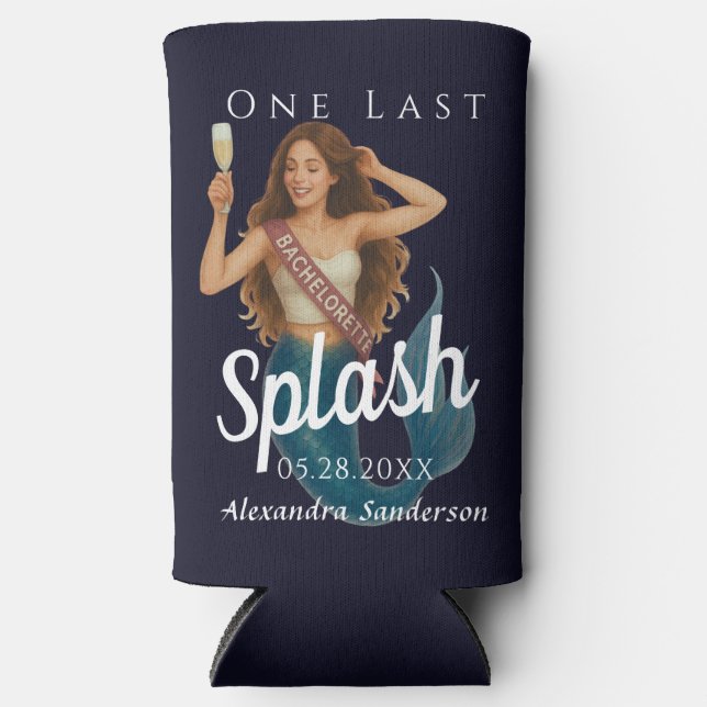 personalised mermaid bachelorette Beach Seltzer Can Cooler (Front)