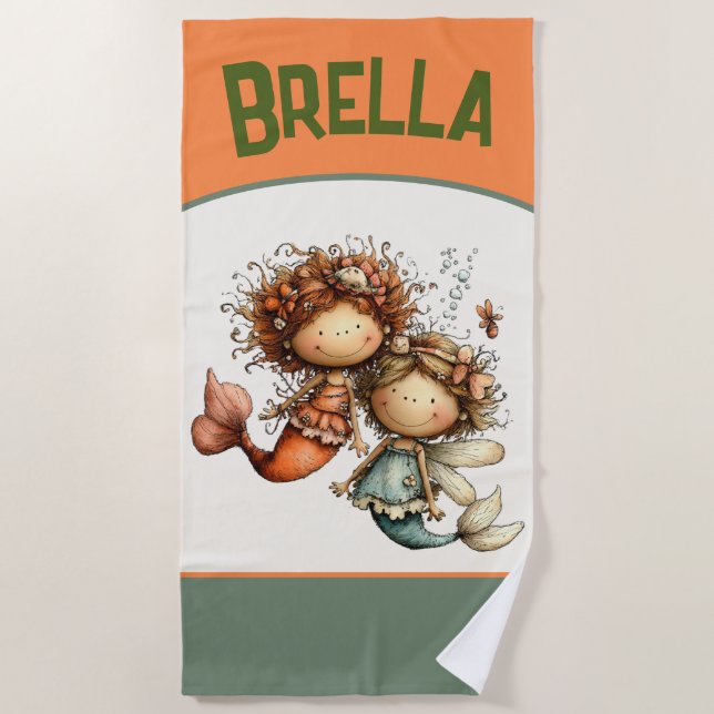 Personalised Mermaid Beach Towel  (Front)