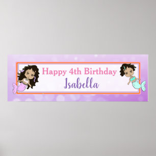 Personalised  Mermaid Birthday Banner Poster
