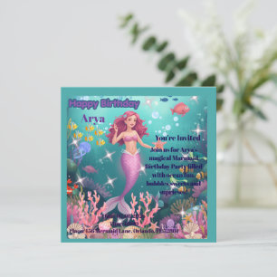 Personalised Mermaid Birthday Party Invitation
