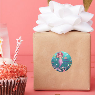 Personalised Mermaid Birthday Party Invitation Classic Round Sticker