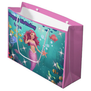 Personalised Mermaid Birthday Party Invitation Large Gift Bag