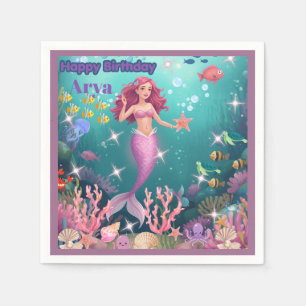 Personalised Mermaid Birthday Party Invitation Napkin