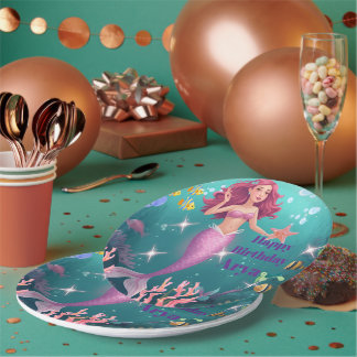 Personalised Mermaid Birthday Party Invitation Paper Plate