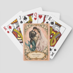 Personalised Mermaid Bride and Groom Wedding Favou Playing Cards