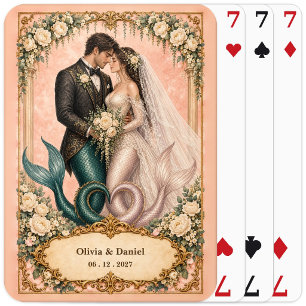 Personalised Mermaid Bride and Groom Wedding Favou Playing Cards