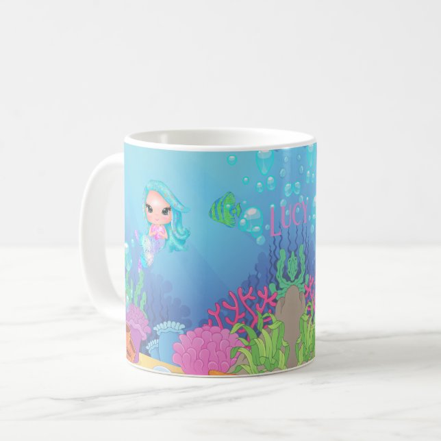Personalised Mermaid  Coffee Mug (Front Left)
