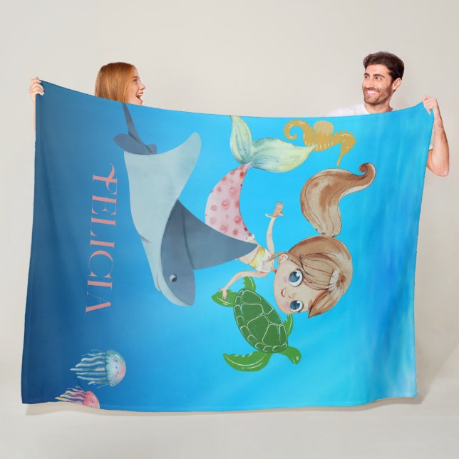 Personalised Mermaid  Fleece Blanket (In Situ)