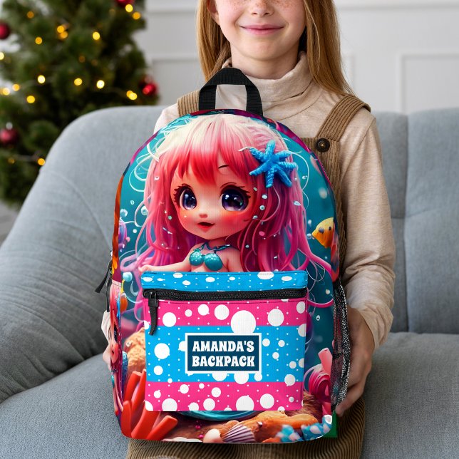 Personalised Mermaid Kids  Printed Backpack (Creator Uploaded)