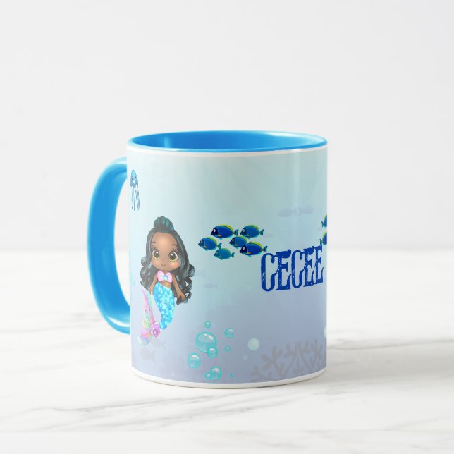 Personalised Mermaid  Mug (Front Left)