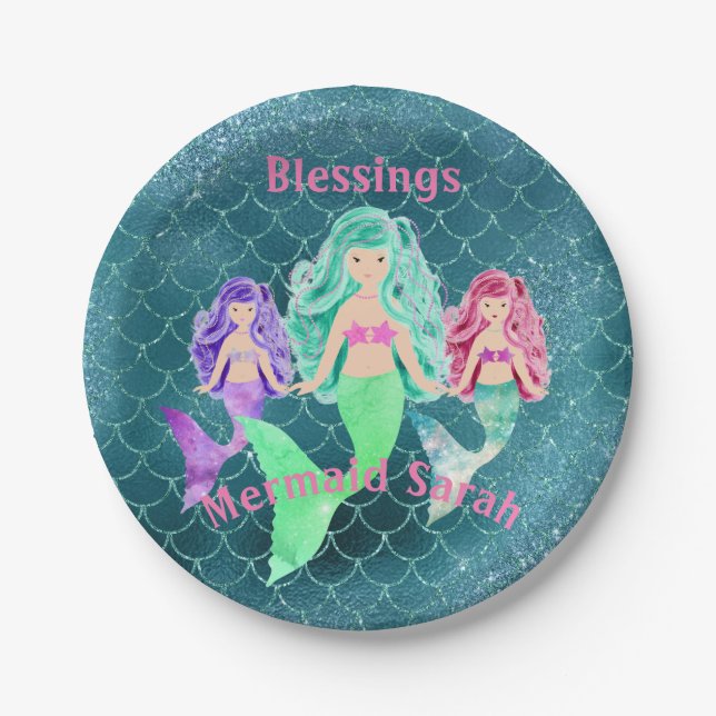 Personalised Mermaid Paper Plate (Front)