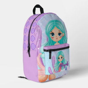 Personalised Mermaid Pastel Lavender Printed Backpack