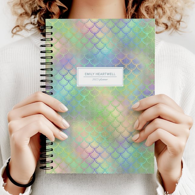 Personalised Mermaid Scales Rainbow Shimmer 2025 Planner (Creator Uploaded)