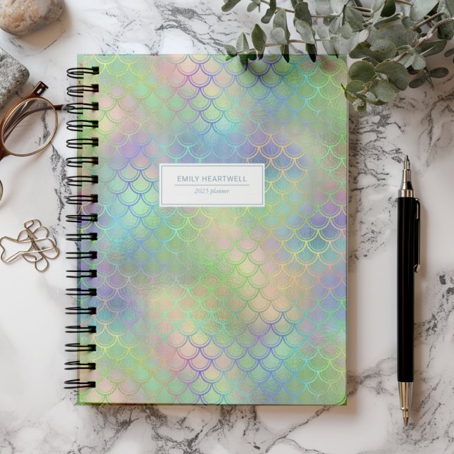 Personalised Mermaid Scales Rainbow Shimmer 2025 Planner (Creator Uploaded)